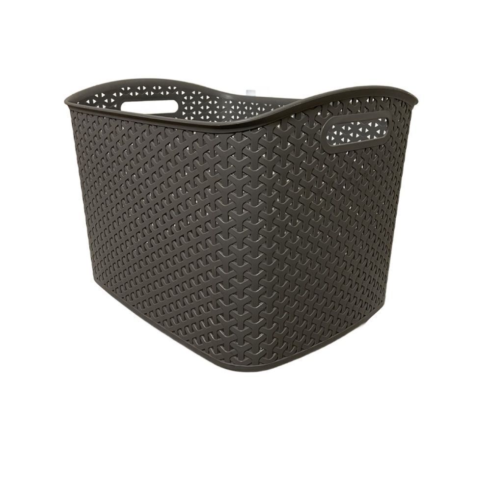 Charcoal Gray Decorative Storage Basket w/Large Y-Weave Design 16.5”x12.75”x11”